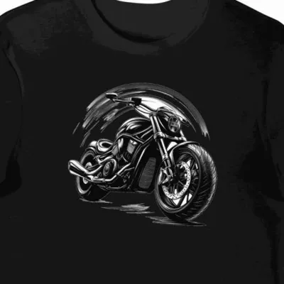 Koszulka męska czarna z Motywem Stylowego Motocykla