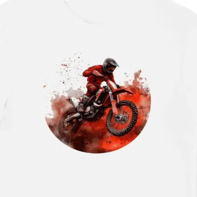 Koszulka męska biała Z Wzorem Ognistego Wyścigu Motocyklowego
