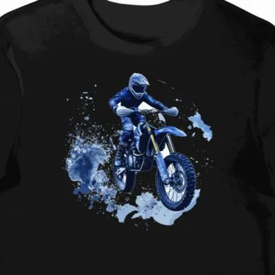Koszulka męska czarna Z Motocyklowym Skokiem w Mgle