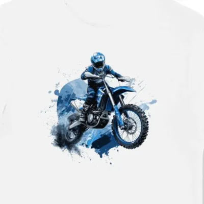 Koszulka męska biała Artystyczny Skok Motocyklowy