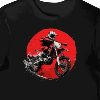 Koszulka męska czarna Wyścigowy Styl Motocyklowy