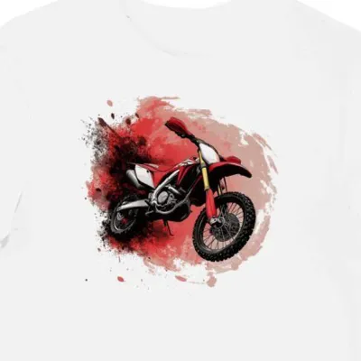 Koszulka męska biała z motocyklem CRF250R – ognista pasja