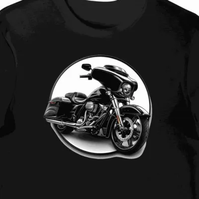 Koszulka męska czarna z Motywem Eleganckiego Motocyklu Harley