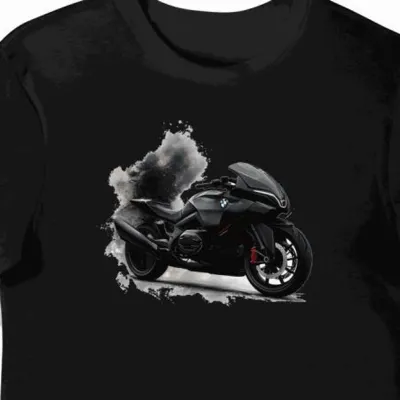 Koszulka męska czarna z Futurystycznym Motocyklowym Stylem