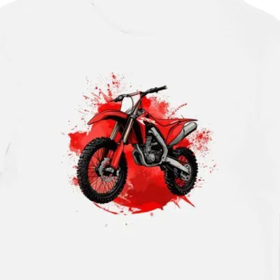 Koszulka męska biała z motywem dynamicznej jazdy na motocyklu