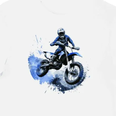 Koszulka męska biała Artystyczny Skok Motocyklisty