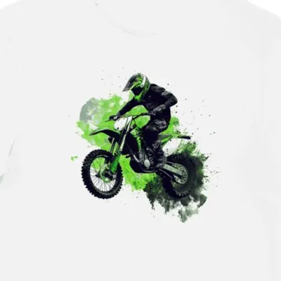 Koszulka męska biała z Motywem Skoków Motocyklowych