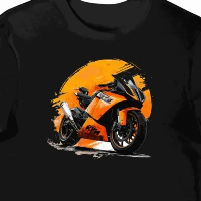 Koszulka męska czarna Szybkość Futurystycznego Motocykla