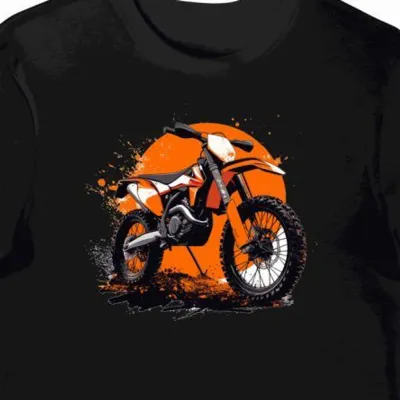 Koszulka męska czarna z Drapieżnym Motywem Motocykla