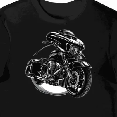 Koszulka męska czarna z detalicznym motywem motocykla