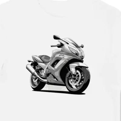 Koszulka męska biała Z Artystycznym Motywem Motocykla Turystycznego