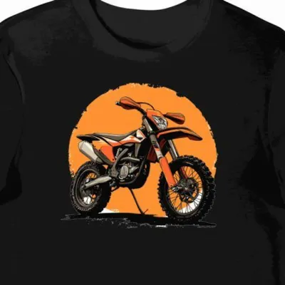 Koszulka męska czarna z dynamicznym motocyklem offroad