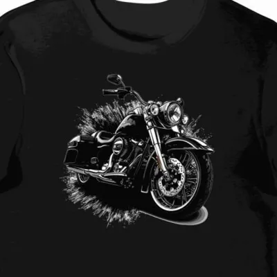 Koszulka męska czarna z odważnym wzorem motocykla w cieniu