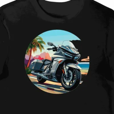 Koszulka męska czarna z Motywem Honda Gold Wing