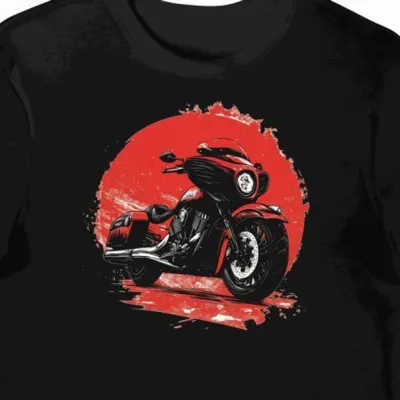 Koszulka męska czarna z motywem szybkiej jazdy motocyklem