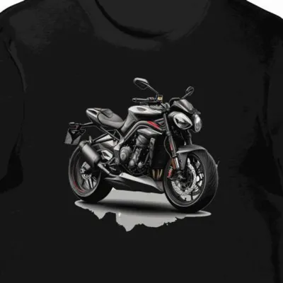 Koszulka męska czarna z Artystycznym Motocyklem w Drodze