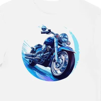 Koszulka męska biała z motywem mistycznej jazdy motocyklem