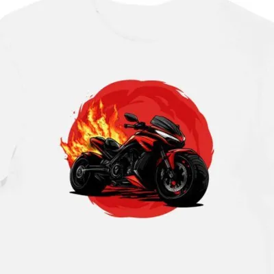 Koszulka męska biała Dynamiczna Elegancja Motocykla