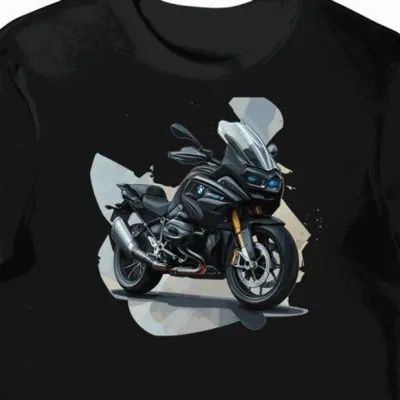 Stylowa koszulka męska czarna z nadrukiem BMW R 1250 RT