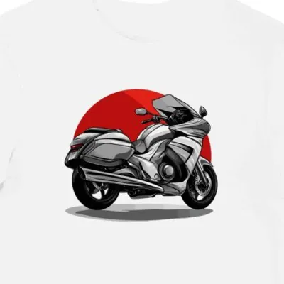 Koszulka męska biała Motocyklowa Honda ST1300 Styl Podróżniczy