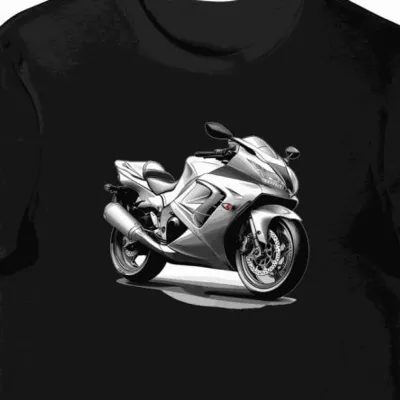 Koszulka męska czarna z Artystycznym Motywem Motocykla Turystycznego