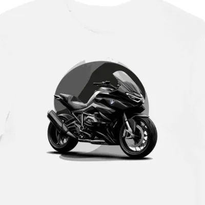 Koszulka męska biała Motocykl R 1250 RT w Mglistym Stylu