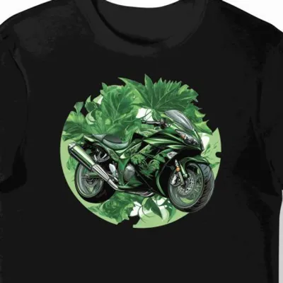 Koszulka męska czarna z wzorem motocykla w stylu Concours