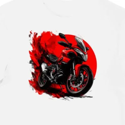 Koszulka męska biała z dynamicznym motywem Ducati Multistrada