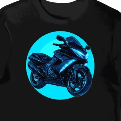 Koszulka męska czarna Futurystyczny Motocykl w Trasie