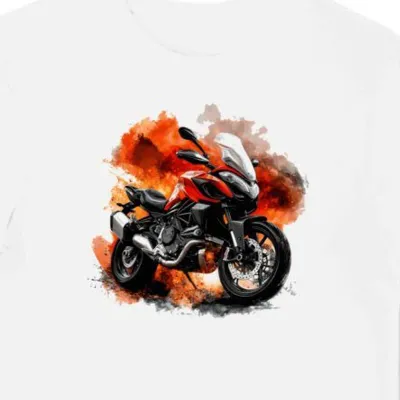 Koszulka męska biała Z Dynamicznym Motywem Motocyklowym