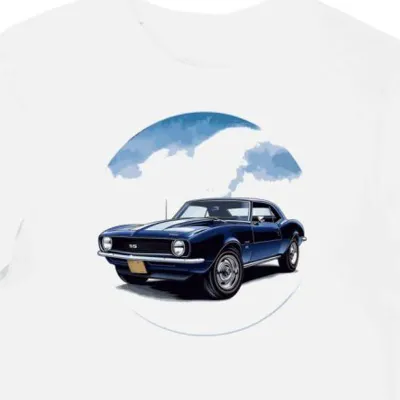 Koszulka męska biała z legendarnym Chevroletem Camaro 1967