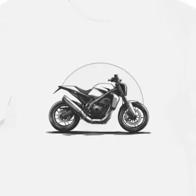 Koszulka męska biała z motywem turystycznym motocykla Husqvarna