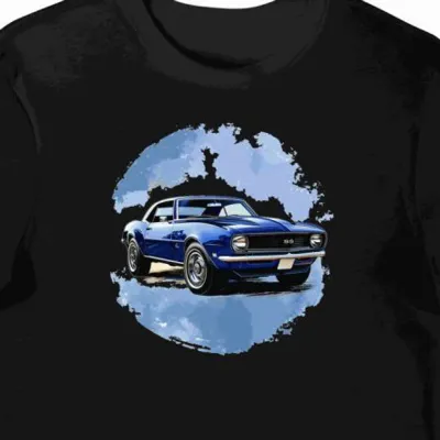 Koszulka męska czarna z Klasycznym Chevroletem Camaro 1967