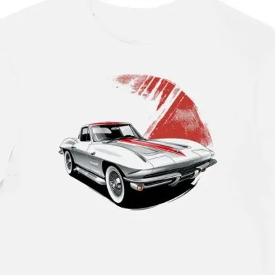 Koszulka męska biała z Klasycznym Stylem Corvette 1963