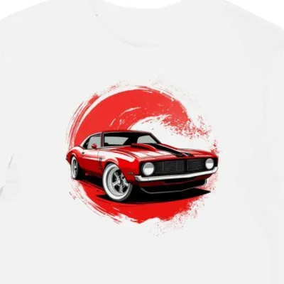 Koszulka męska biała Stylowe Auto z 1969