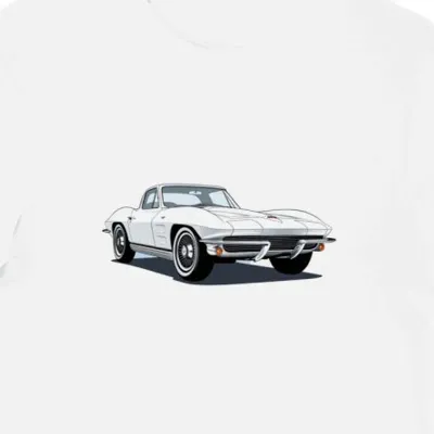 Koszulka męska biała z motywem klasycznej Corvette 1963