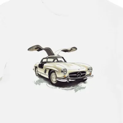 Koszulka męska biała z Legendarnym Mercedesem 300SL