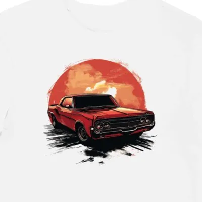 Koszulka męska biała z motywem samochodu Pontiac GTO 1966