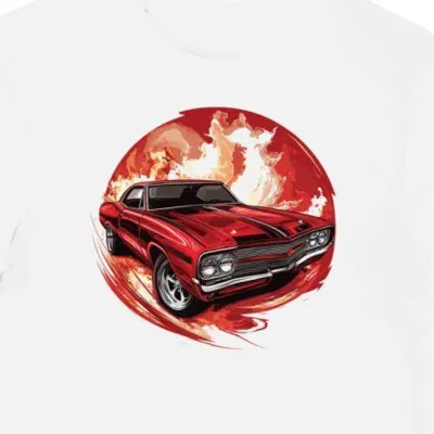 Koszulka męska biała z motywem futurystycznego Pontiac GTO