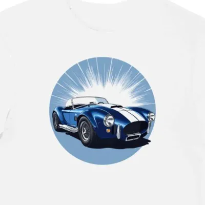 Koszulka męska biała z Motywem Klasycznego Samochodu Shelby Cobra