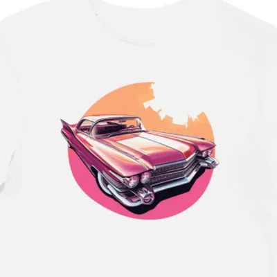 Koszulka męska biała z Retro Motywem Samochodu Eldorado