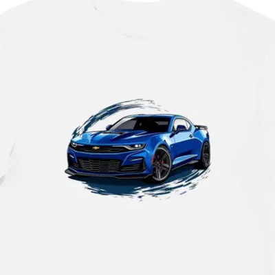Koszulka męska biała Wyścigowy Styl Camaro SS