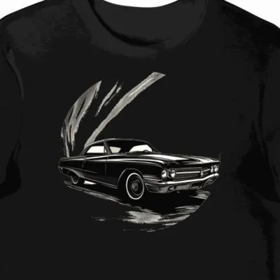 Koszulka męska czarna z Artystycznym Motywem Samochodu Buick Riviera 1963