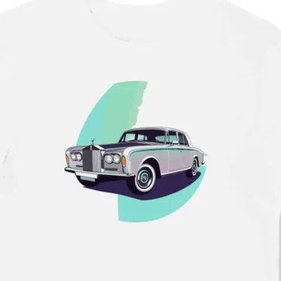 Koszulka męska biała Luksusowe Marzenie Samochodowe w Stylu Retro