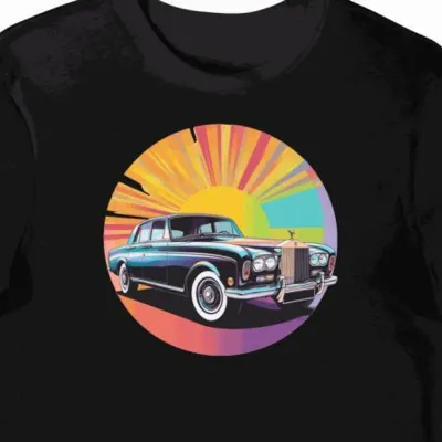 Koszulka męska czarna z ikoną samochodu retro