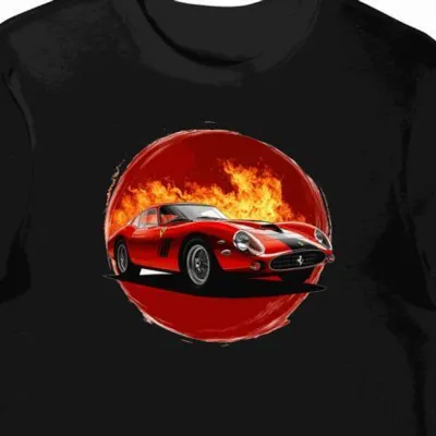 Koszulka męska czarna z legendarnym Ferrari na grafice