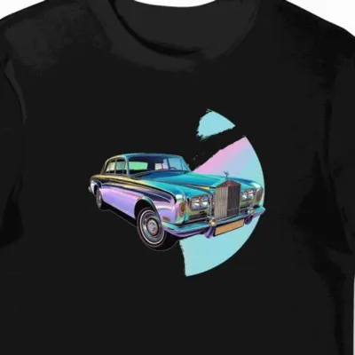 Koszulka męska czarna z Motywem Klasycznego RollsRoyce'a