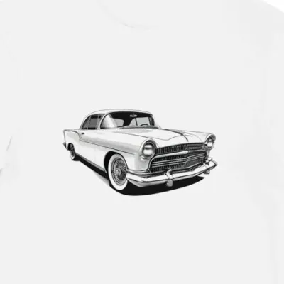 Klasyczna Koszulka męska biała z Motywem Chrysler 300 z 1955 roku