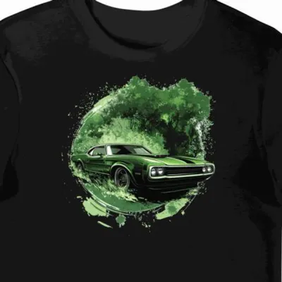 Koszulka męska czarna z Futurystycznym Fordem Torino GT