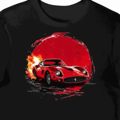 Koszulka męska czarna z Klasycznym Motywem Ferrari 1962